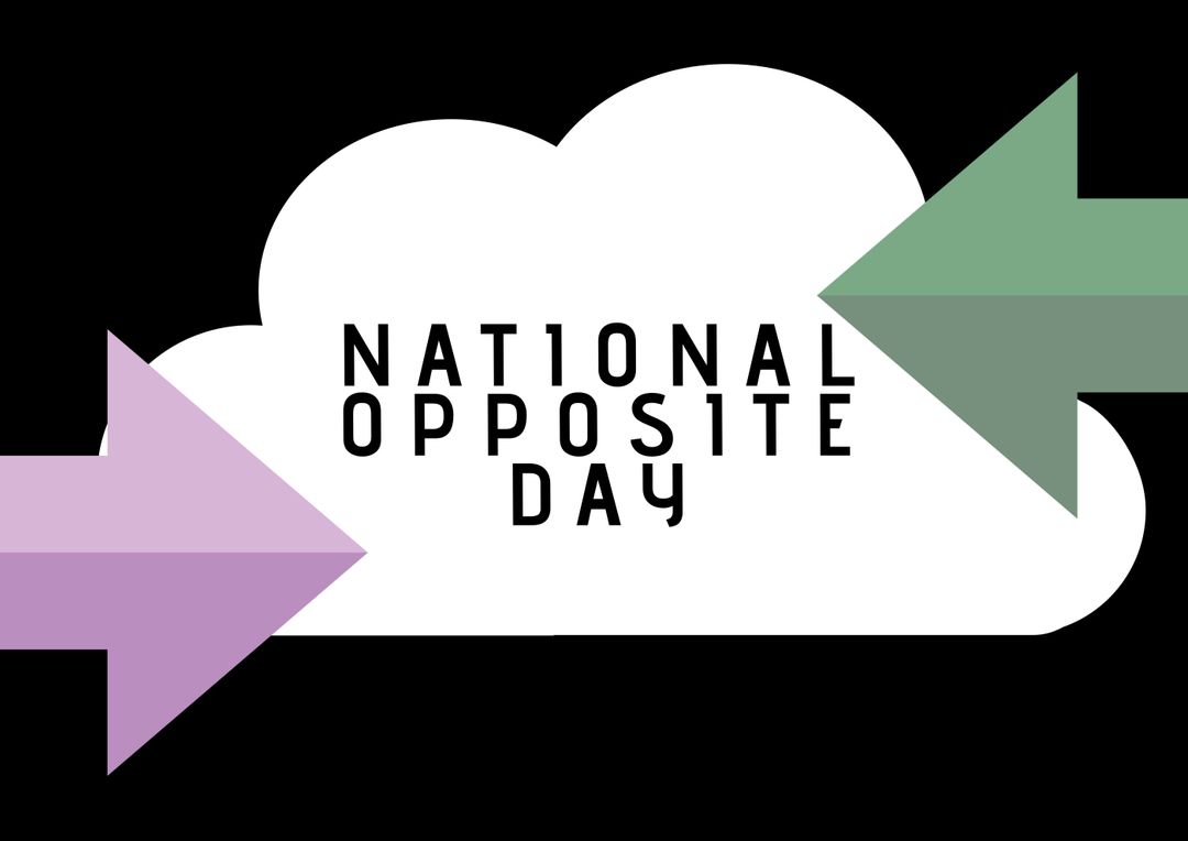 Composition of national opposite day text with arrows and cloud icon on black background - Free Images, Stock Photos and Pictures on Pikwizard.com
