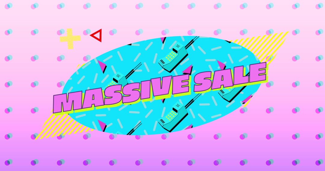 Vibrant 80s Style Massive Sale Ad Design