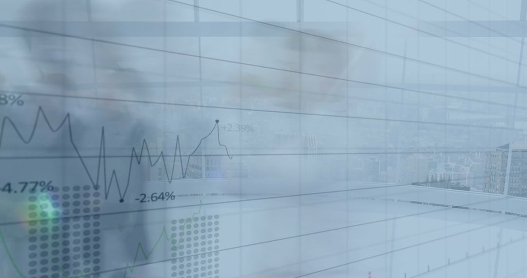 Blurred Business Professionals Walking with Overlay Charts