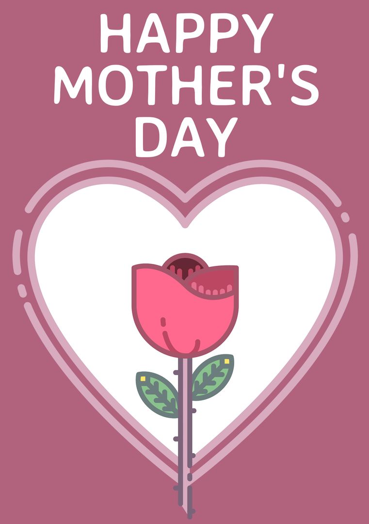 Mother's Day Heart with Text and Stylized Flower