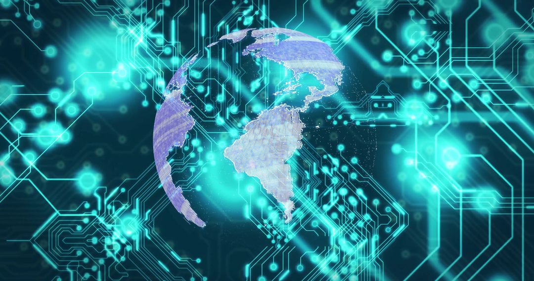 Futuristic Digital World with Circuit Board Elements