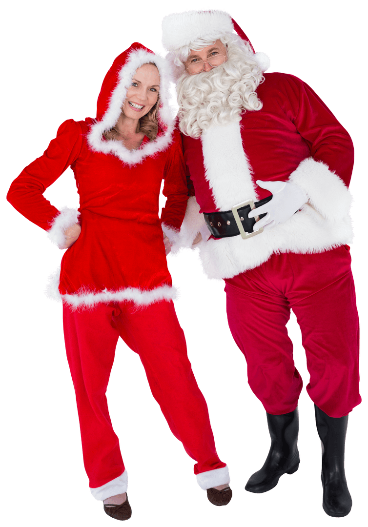 Transparent Santa and Mrs Claus Smiling