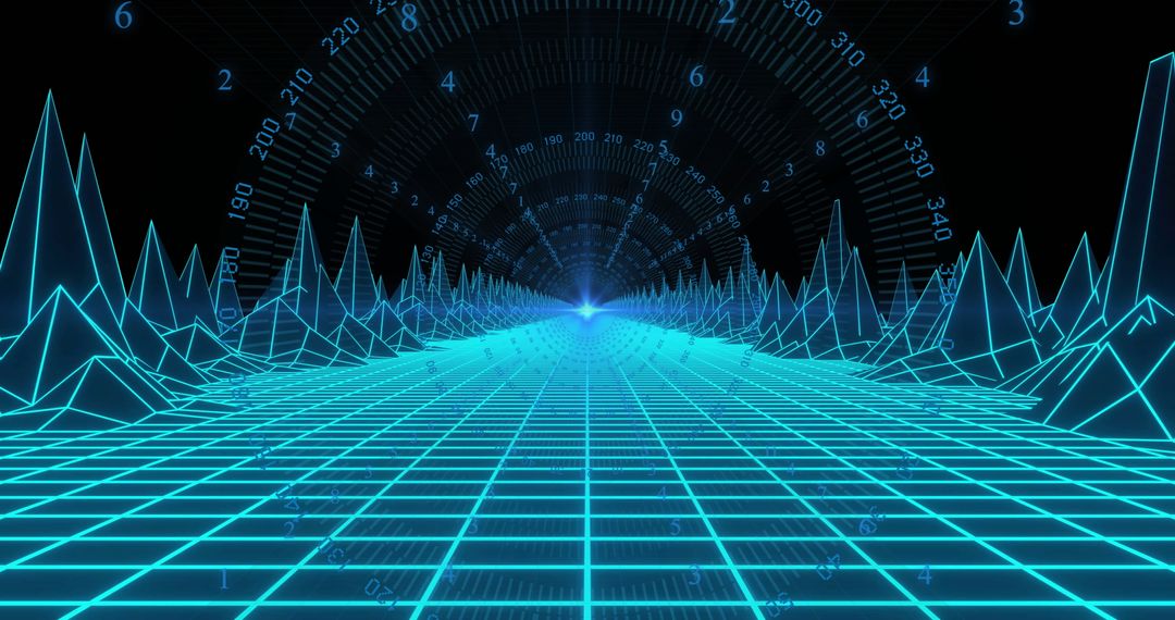 Futuristic Grid and Data Tunnel for Digital Cybersecurity