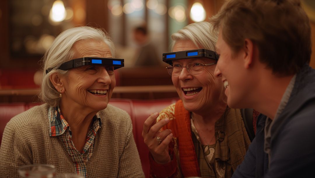 Seniors Enjoying Augmented Reality Devices in Casual Setting