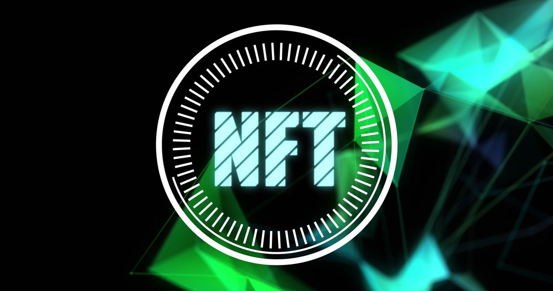 Futuristic NFT Symbol with Geometric Patterns on Dark Background