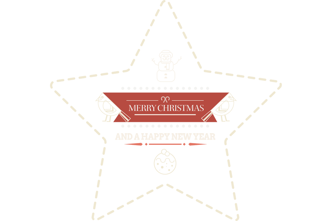 Festive Star Christmas and New Year Design on Transparent Background
