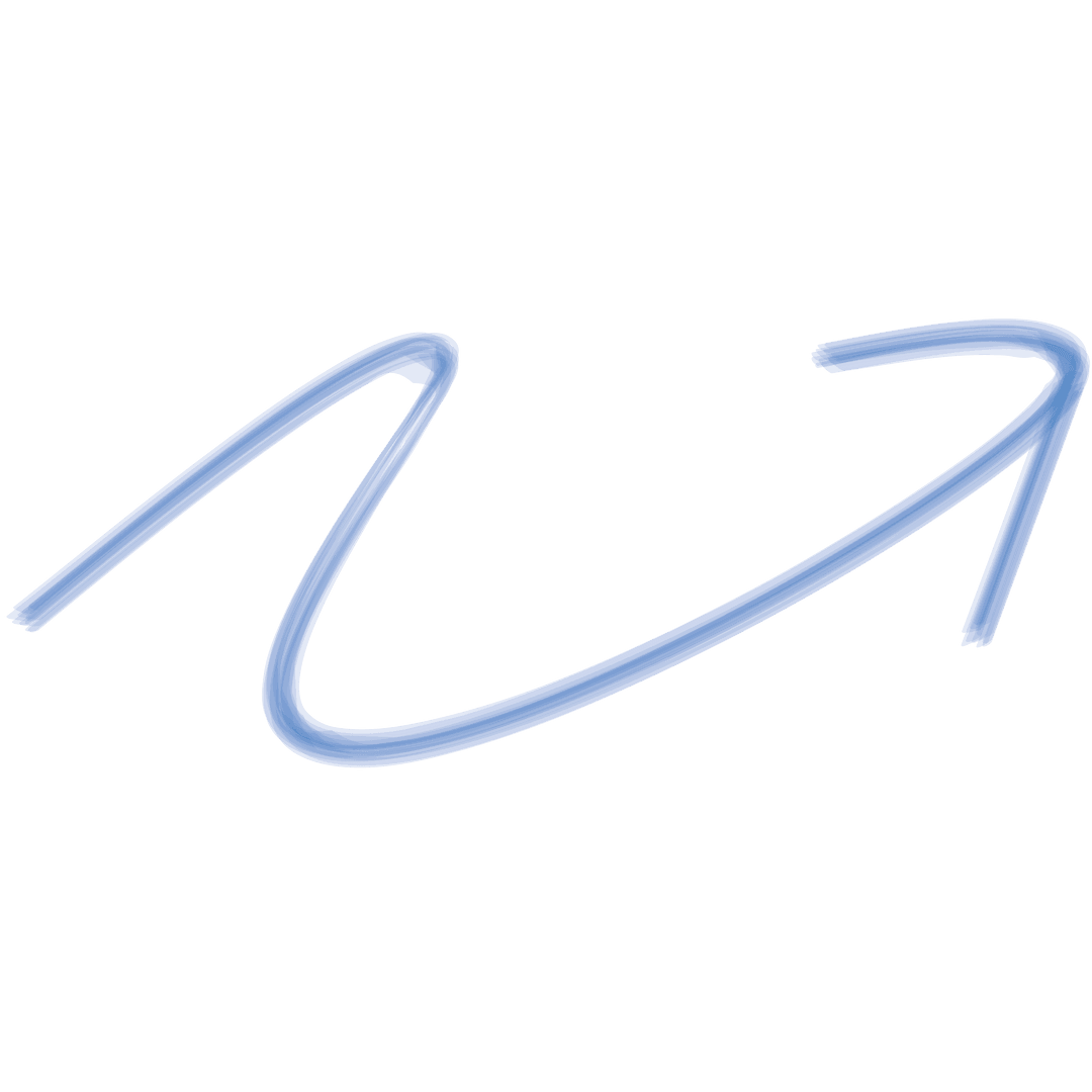 Blue Curved Arrow Illustration on Transparent Background