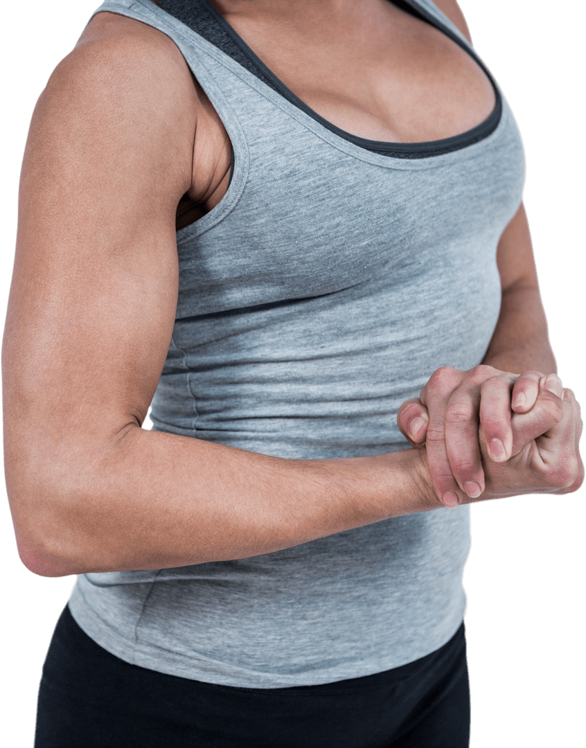 Transparent Muscular Woman Flexing Biceps
