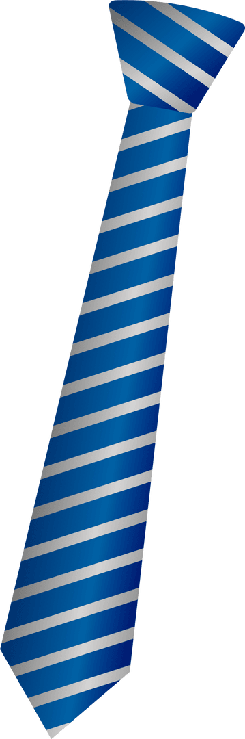 Elegant Blue Necktie with Silver Stripes on Transparent Background