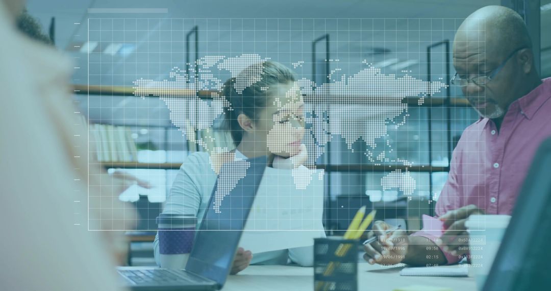 Multicultural Business Team Analyzing Global Trends with Diagrams