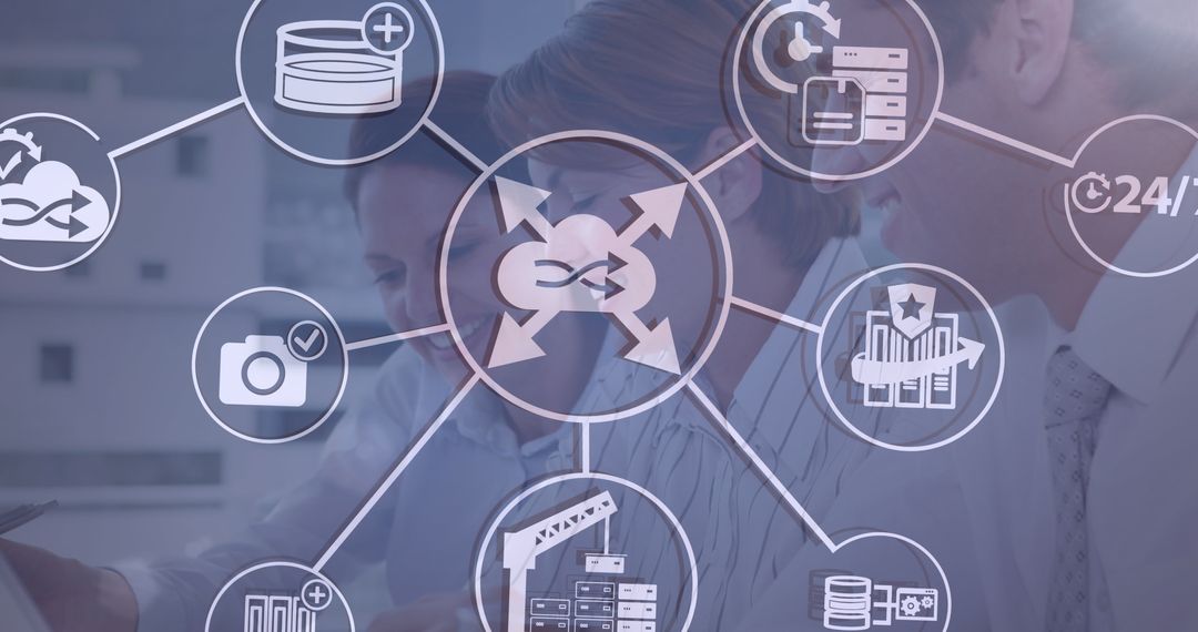 Business Team Working with Networked Digital Interface