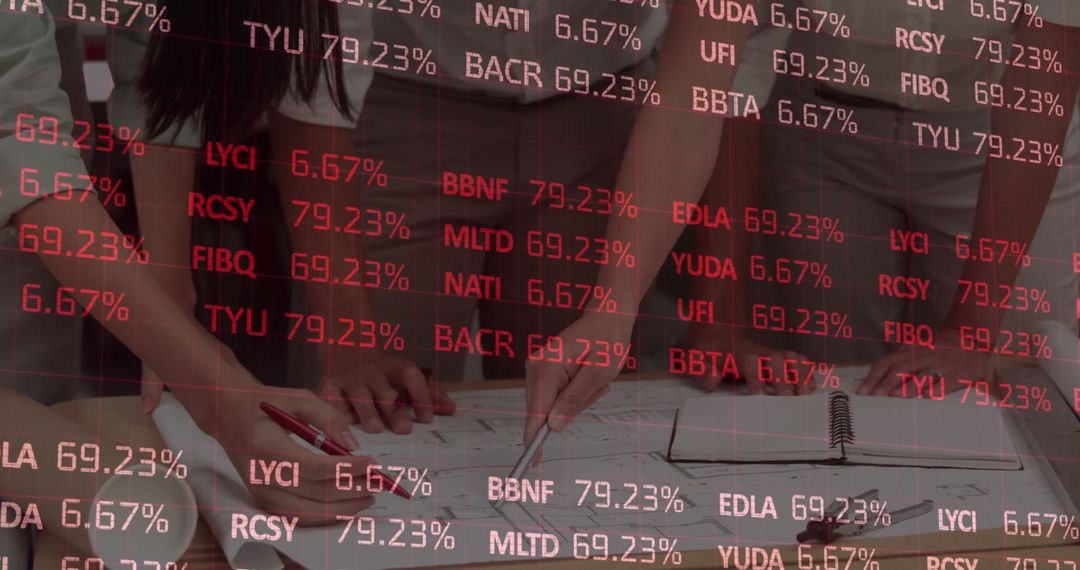 Business Meeting with Financial Data Overlay Concept