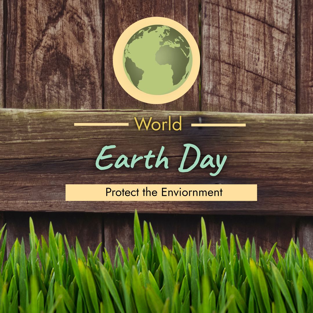World Earth Day Concept with Globe and Green Grass Background