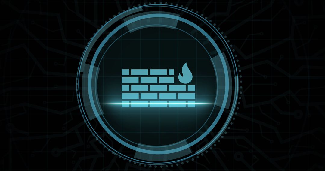 Digital Firewall Protection Icon on Futuristic Interface