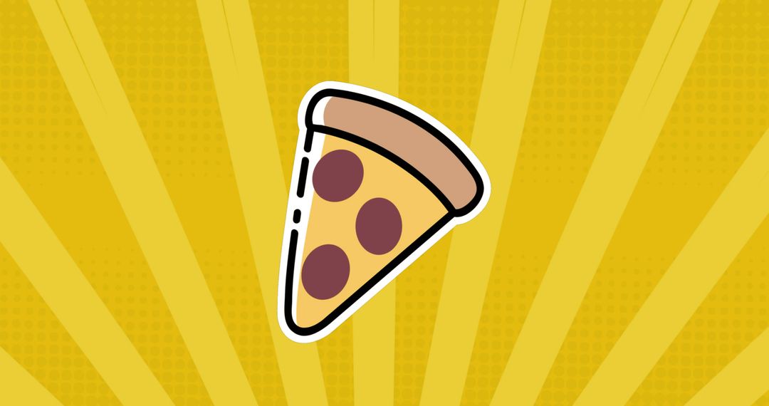 Pizza Slice Icon With Yellow Sunburst Background