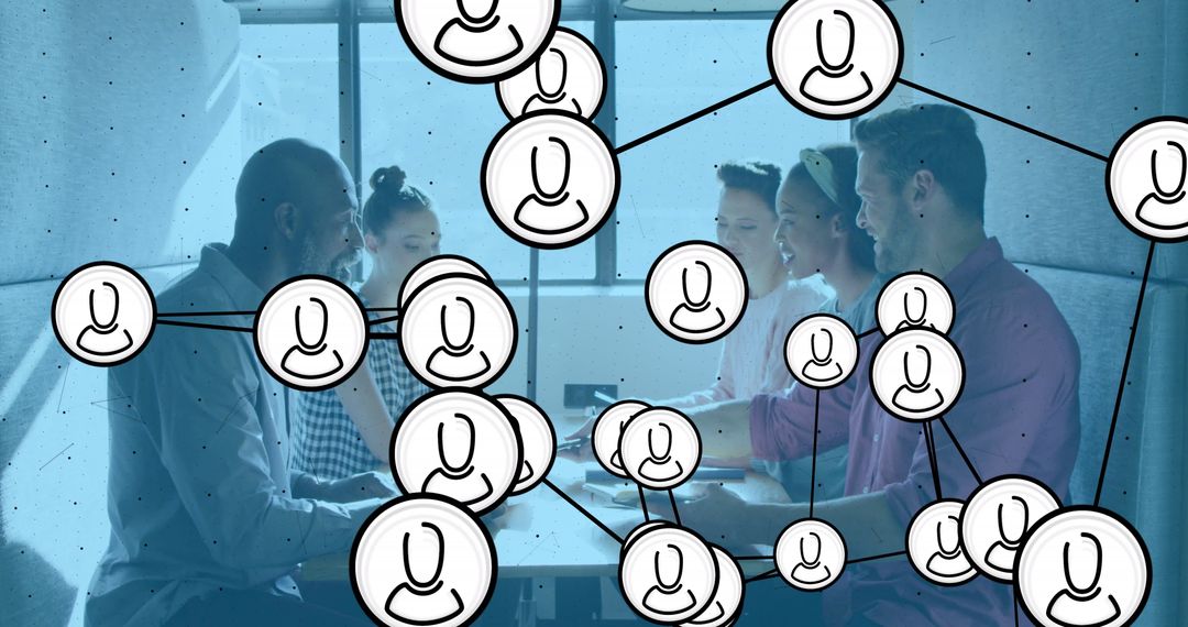 Digital Collaboration in Business Meeting with Network Icons