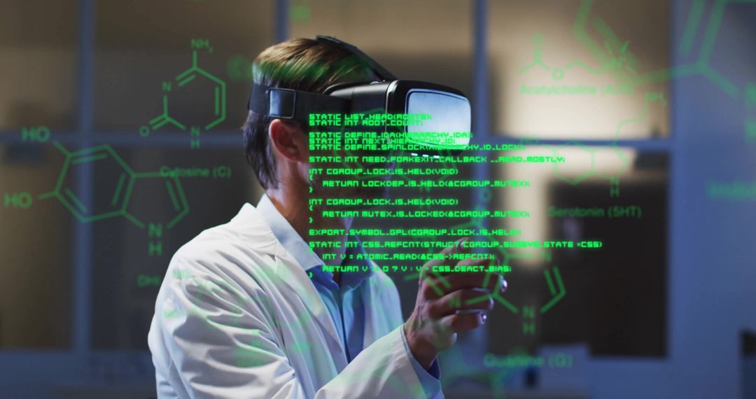 Doctor Using Virtual Reality for Medical Data Analysis and Chemistry