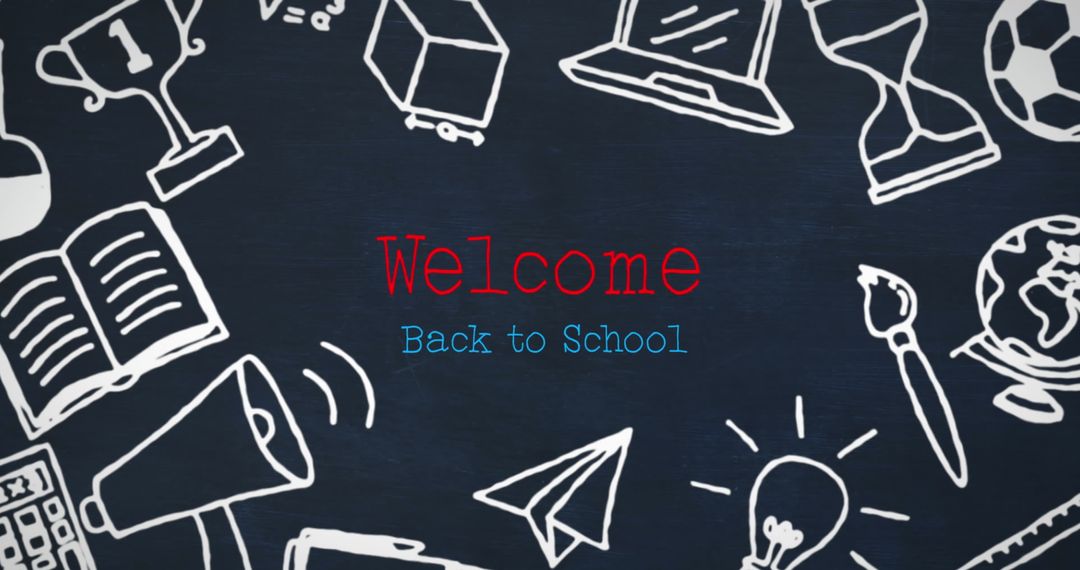 Welcome Back to School with Chalkboard School Icons