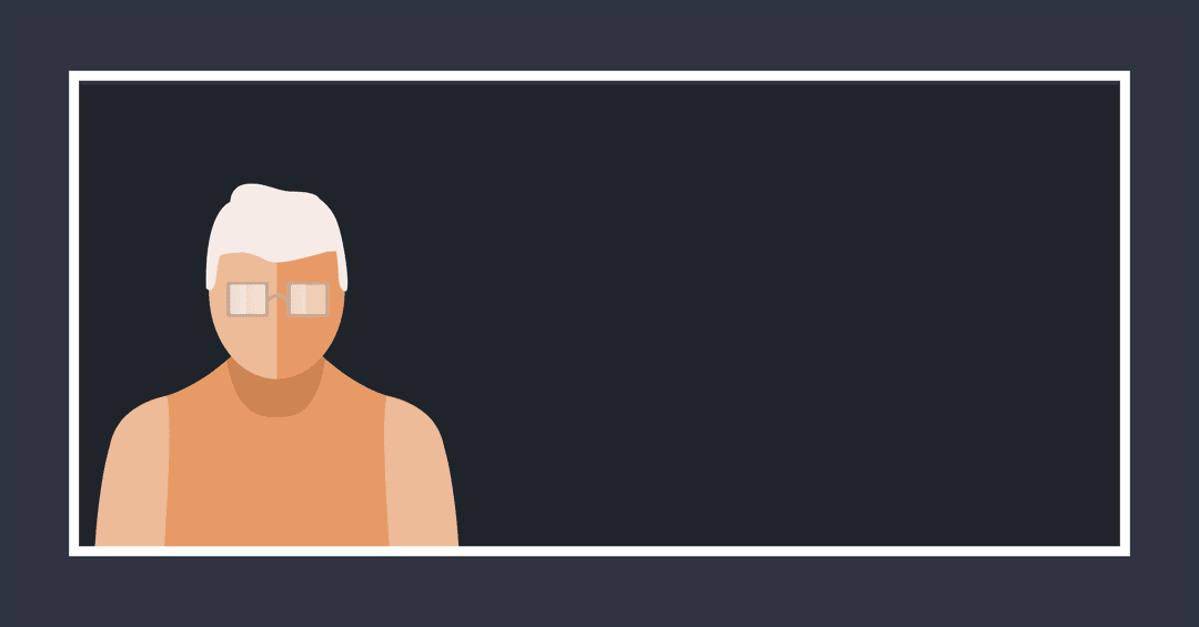 Senior Figure with Glasses on Transparent Background with Black Copy Space