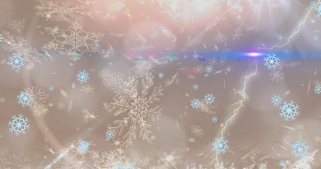 Digital Interface with Falling Snowflakes and Light Effects