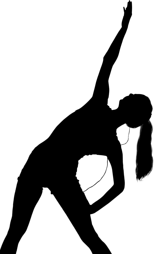 Silhouette of Healthy Sportswoman Exercising on Transparent Background