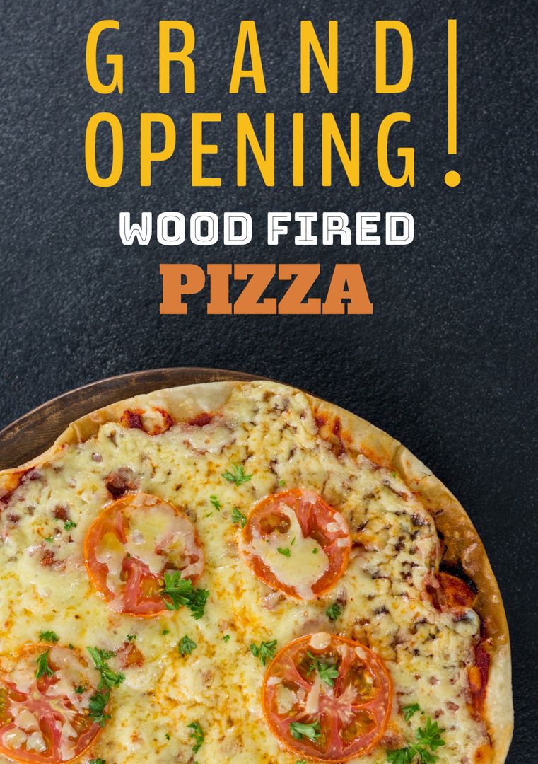 Grand Opening Ad for New Pizzeria with Delicious Wood-Fired Pizza Image - Download Free Stock Templates Pikwizard.com