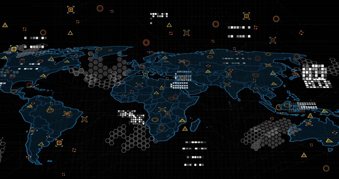 digital world map with data points and interface elements - Free Images, Stock Photos and Pictures on Pikwizard.com