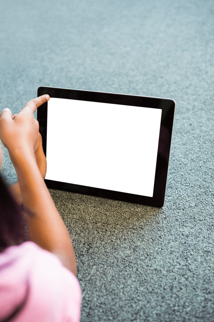 Child Holding Transparent Digital Tablet Screen