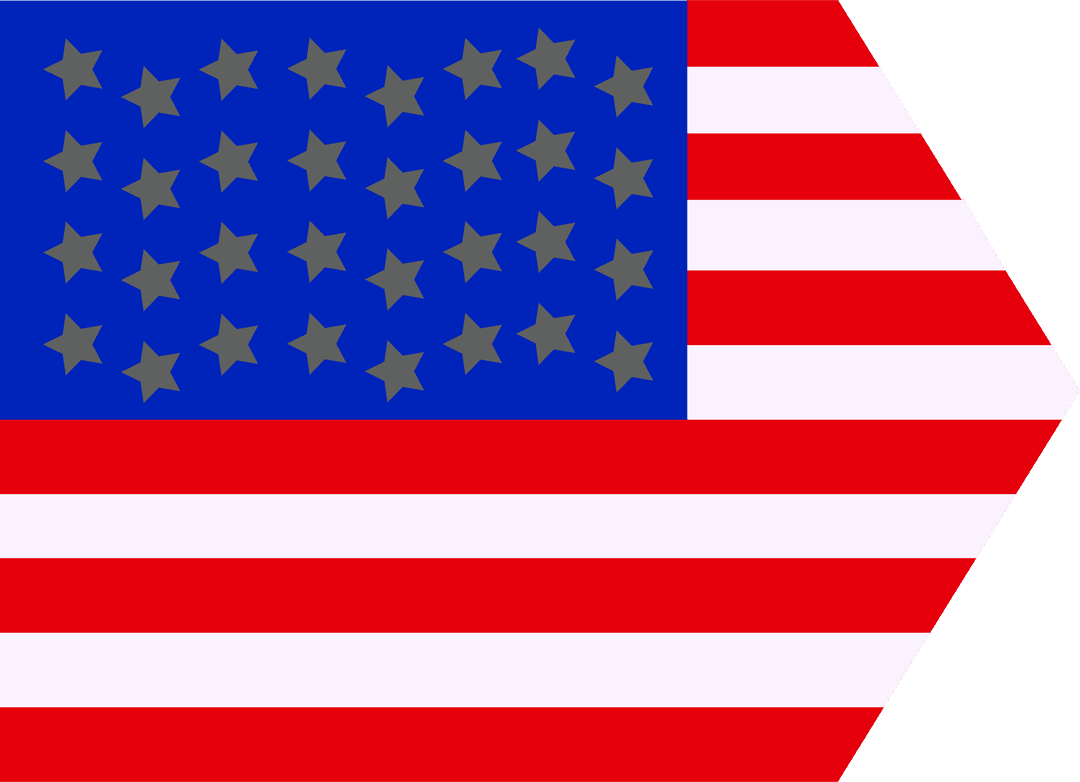 US Flag Arrow Transparent Graphical Symbol with Gray Stars