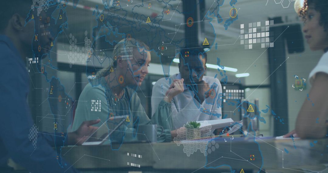 Diverse Team Working on Digital Analytics in Modern Office