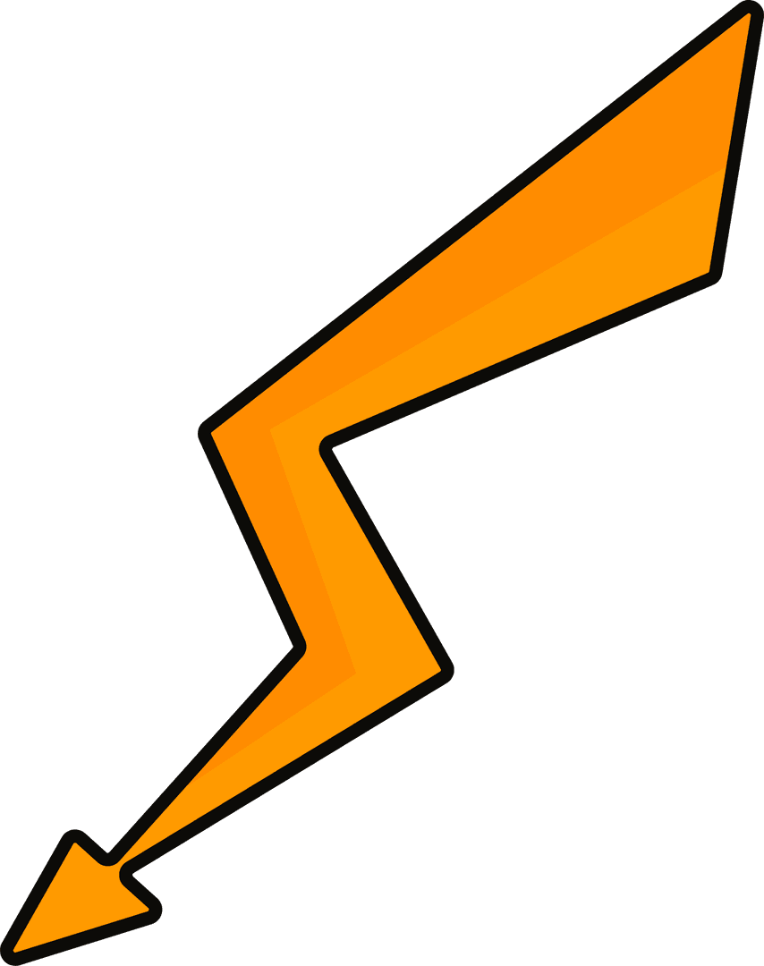 Dynamic Zigzag Orange Arrow on Transparent Background