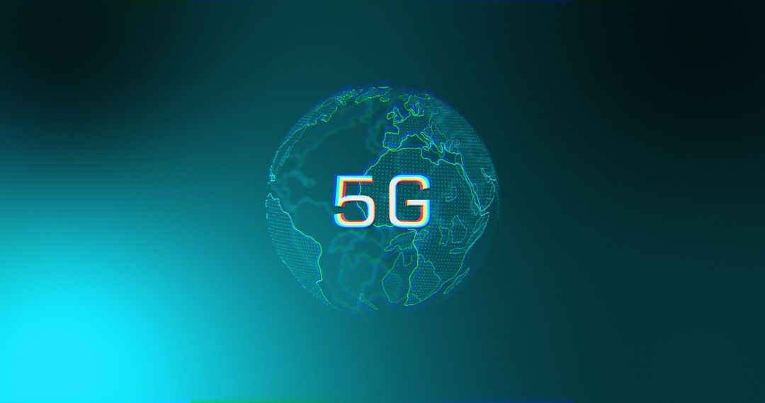 Rotating Globe with 5G Network Concept on Blue Background