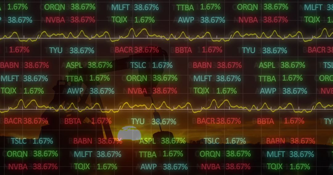 Digital Stock Market Data at Sunset Reflection