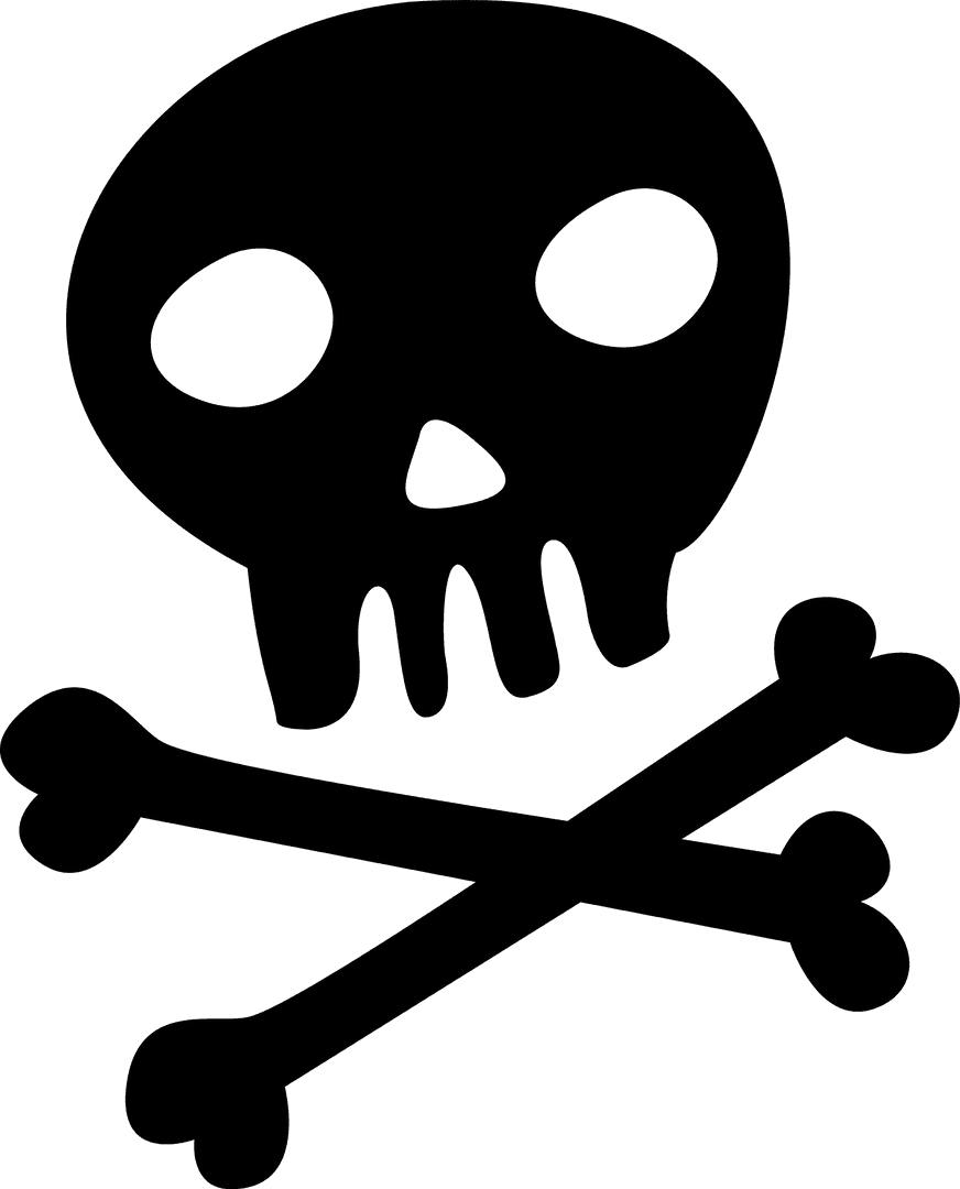 Stylized Skull and Crossbones Flat Transparent Design