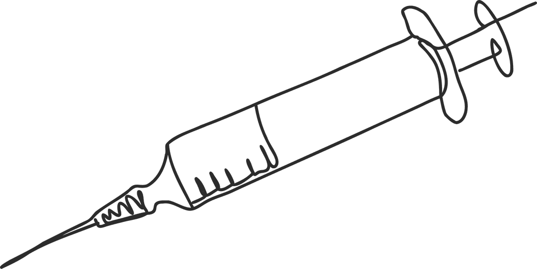 Syringe Line Art on Transparent Background Medical Illustration