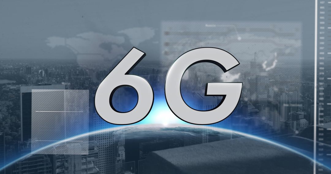 Futuristic 6G Technology with Digital Grid Overlay