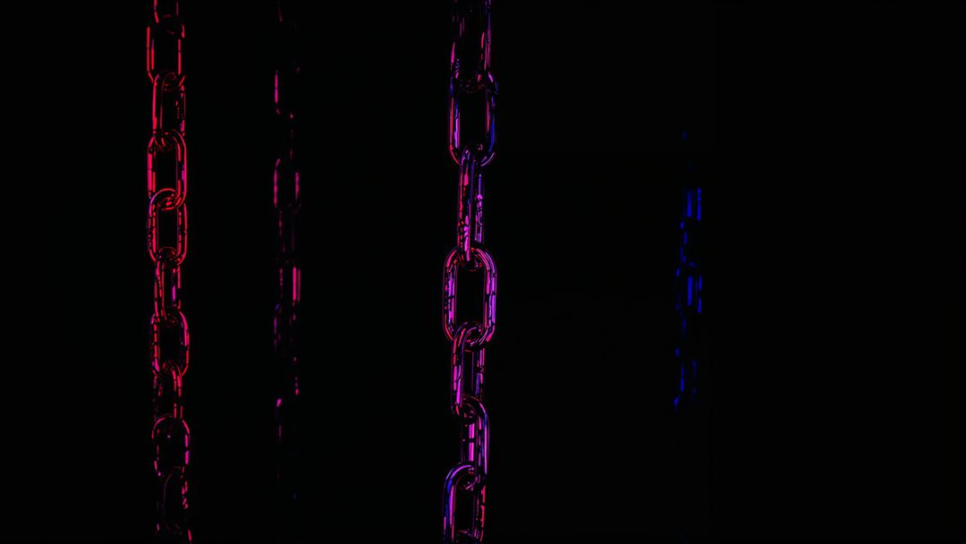 Chains Illuminated by Vibrant Red, Purple and Blue Lights