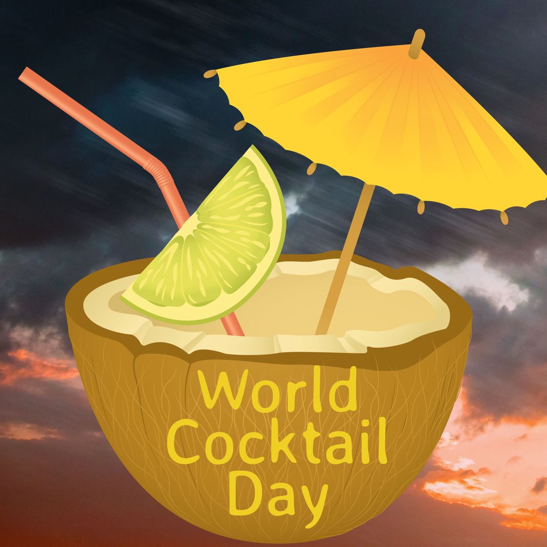 Tropical Cocktail with Umbrella Celebrating World Cocktail Day - Download Free Stock Templates Pikwizard.com