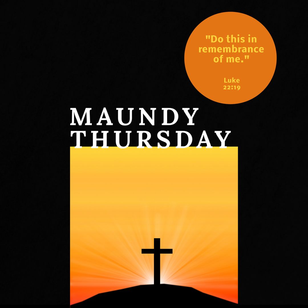 Maundy Thursday Cross Silhouette with Luke 22:19 Quote - Download Free Stock Templates Pikwizard.com