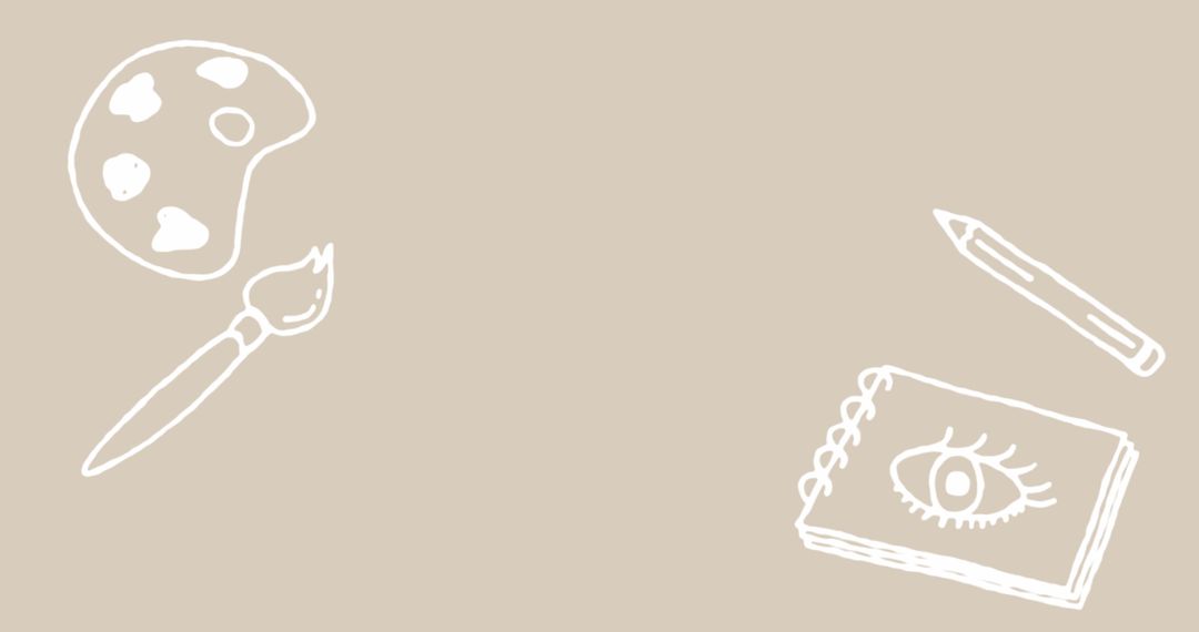 Creative Art Tools on Beige Background with Copy Space