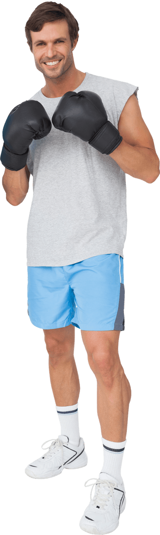 Transparent Cheerful Boxer Ready for Training