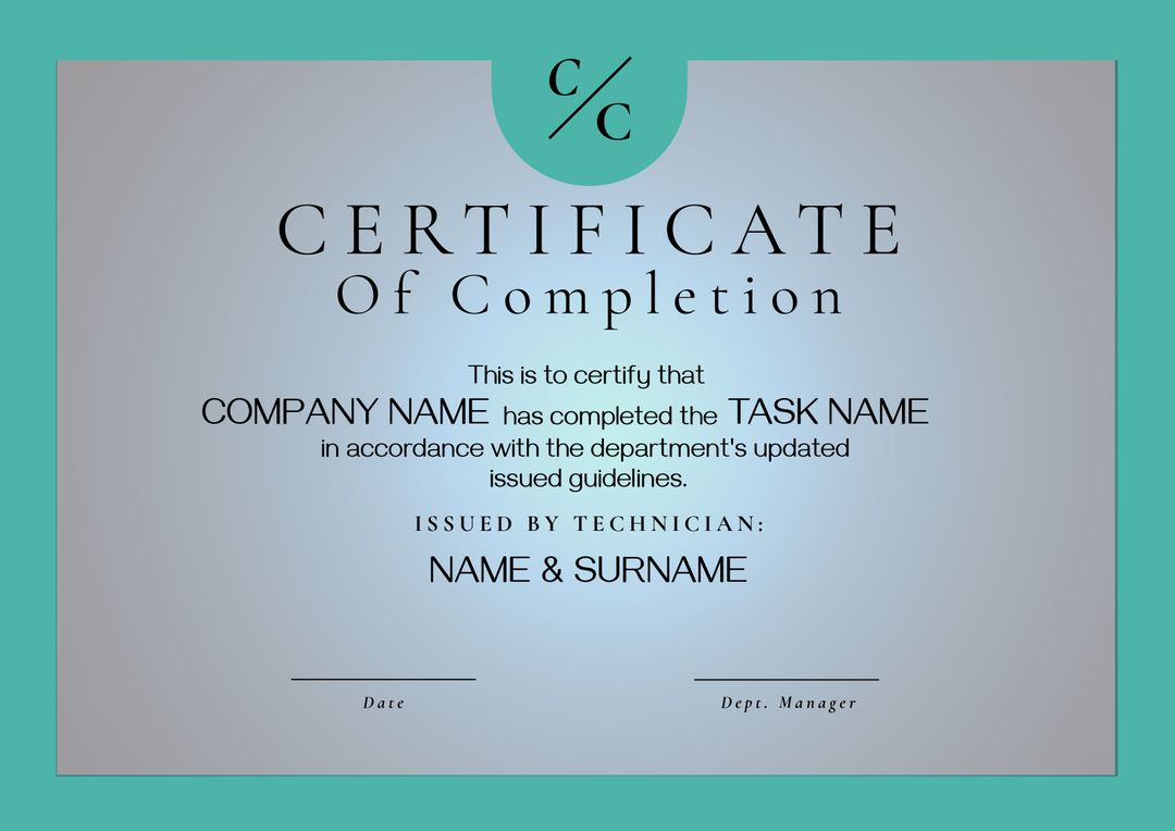 Certificate of Completion Template with Customizable Text and Blue Border - Download Free Stock Templates Pikwizard.com