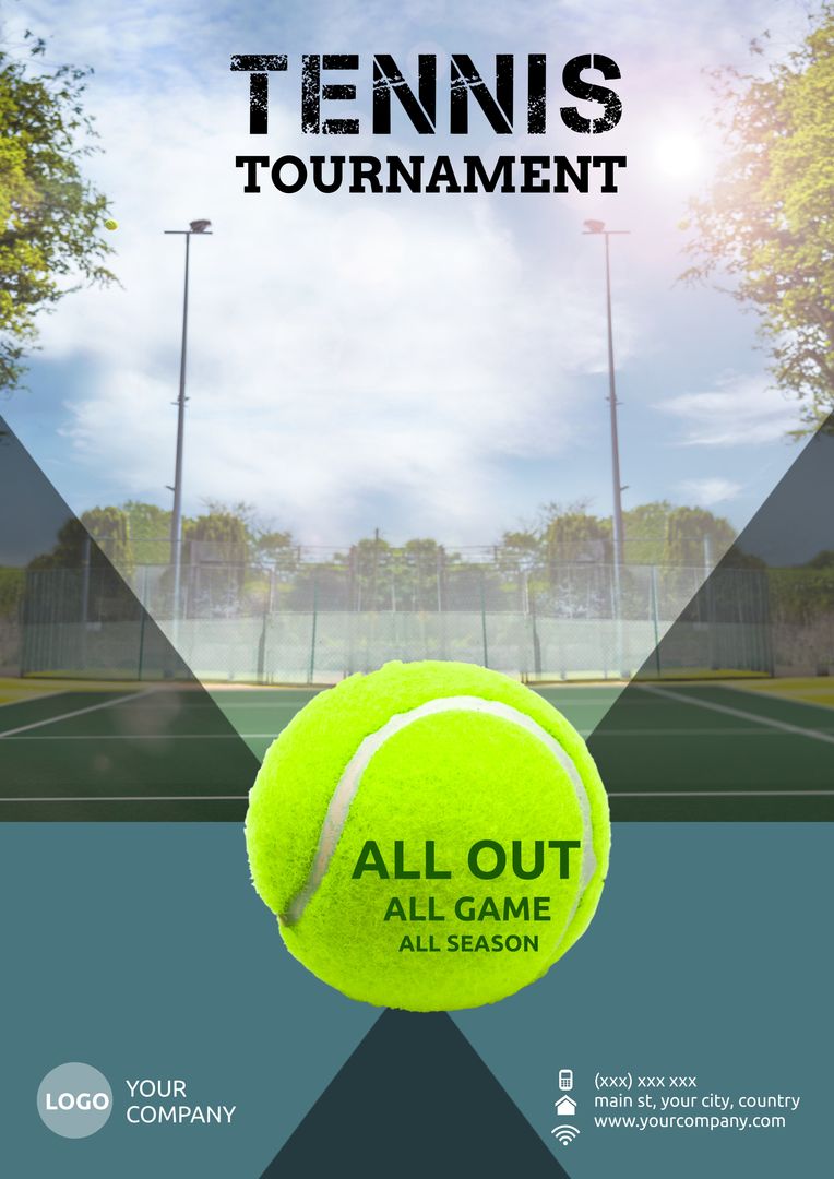 Exciting Tennis Tournament Poster with Green Tennis Ball - Download Free Stock Templates Pikwizard.com