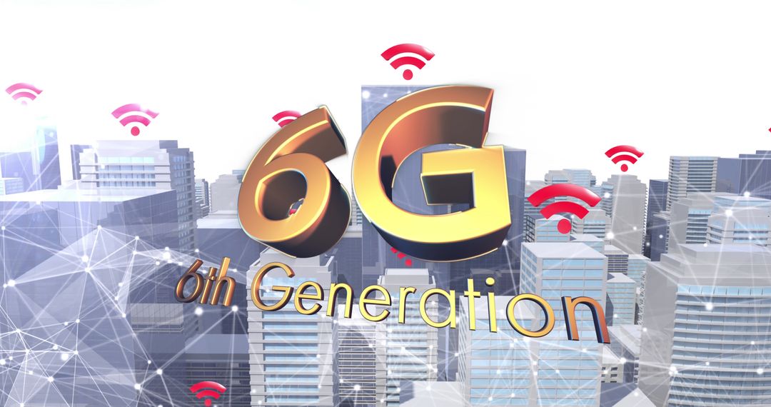 Futuristic 6G Network Over Urban Cityscape