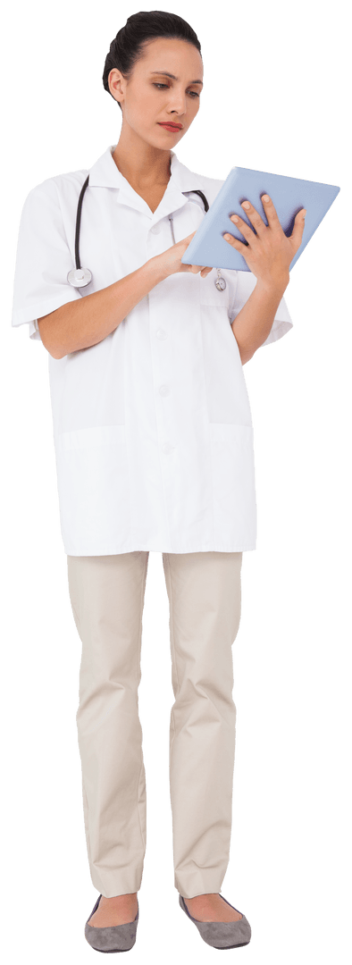 Transparent Image of Nurse Using Tablet for Healthcare Technology