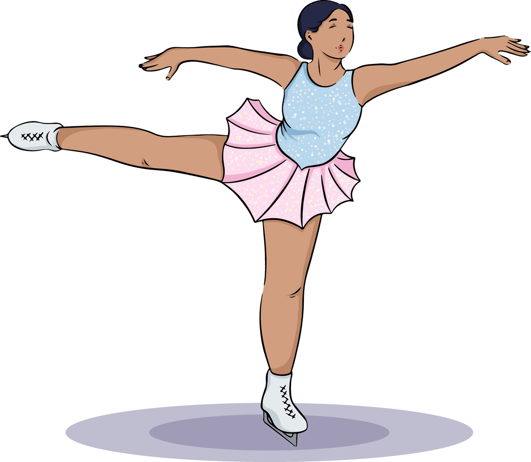 Figure Skater Performing Graceful Arabesque On Ice, Transparent Background