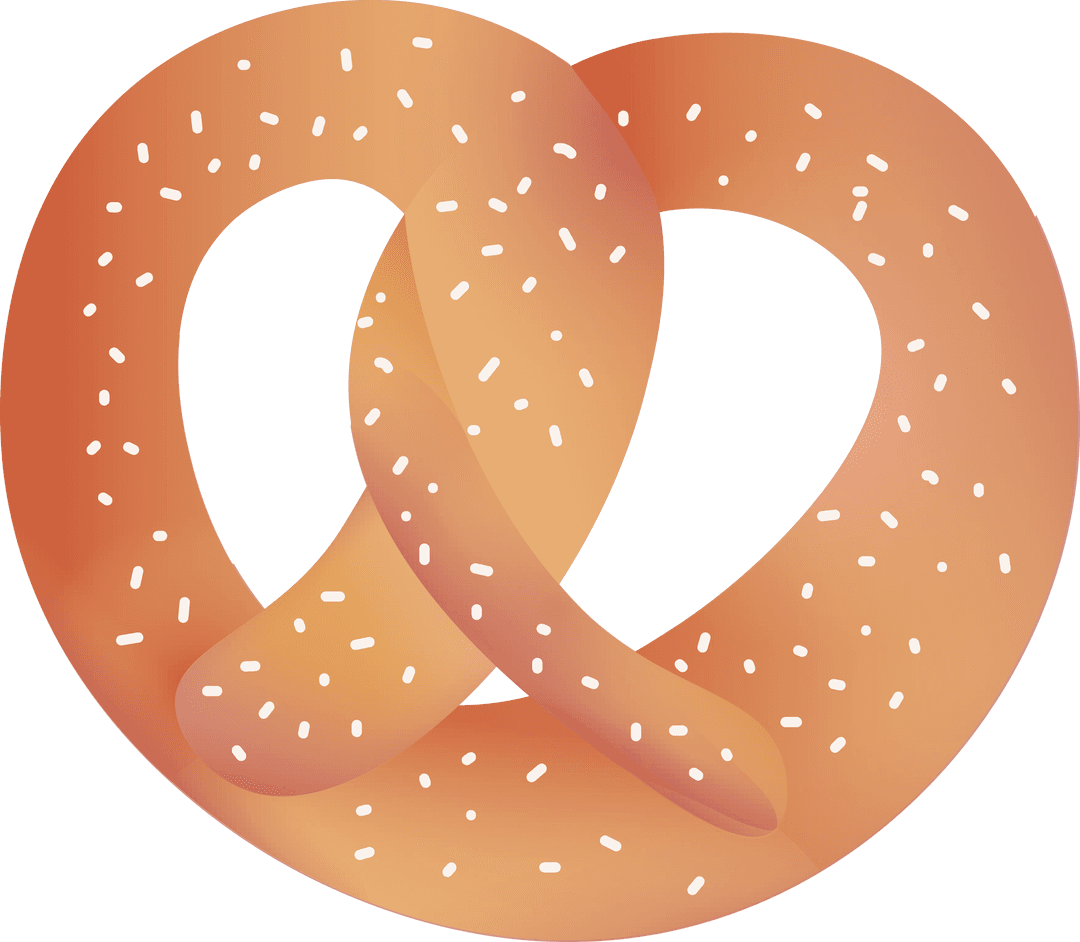 Transparent Pretzel Illustration with Salt on Clear Background