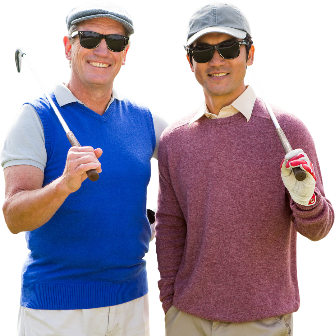 Two Diverse Golf Players Embracing on Transparent Background - Download Free Stock Images Pikwizard.com