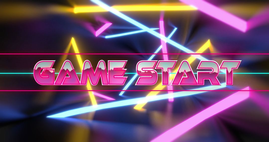 Futuristic Retro Game Start with Neon Background