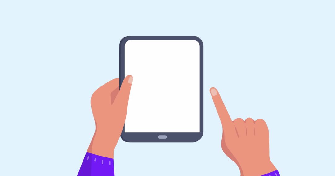 Hands Holding Tablet with Travel Icons Theme